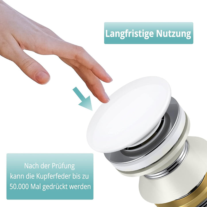 Pop-Up-Ablaufgarnitur für Keramik-Waschbecken im Badezimmer, ohne Überlauf (ohne Überlauf), ohne Übe