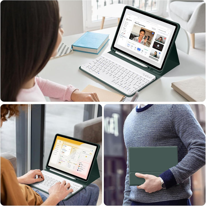 Tastatur Hülle für iPad 10. Generation 10,9" 2022 & iPad 11th Gen A16 2025 mit Stifthalter, TPU Rück
