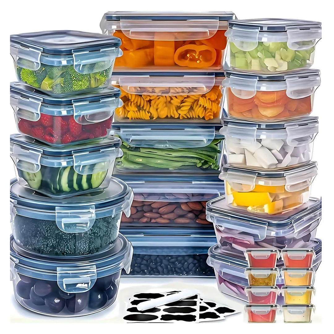48er Frischhaltedosen mit Deckel, Meal Prep Boxen, Vorratsdosen Set (24 Behälter+24 Deckel), Aufbewa