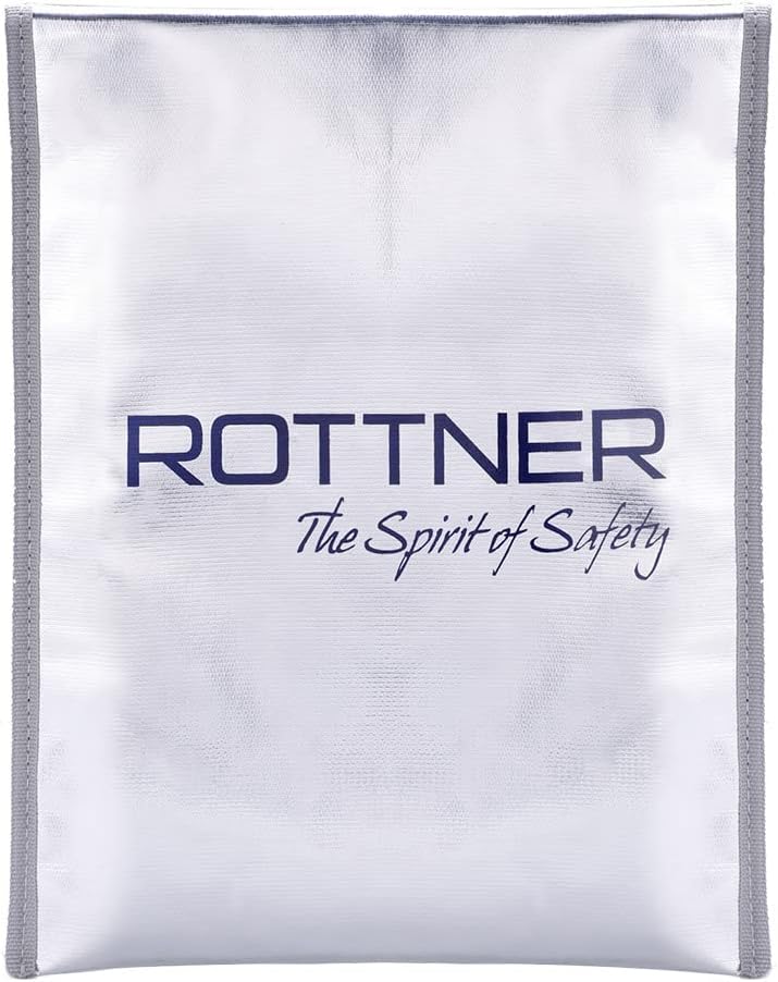Rottner Fire Proof Bag DIN A4 feuerfeste Dokumententasche Reissverschluss Klettverschluss schützt vo