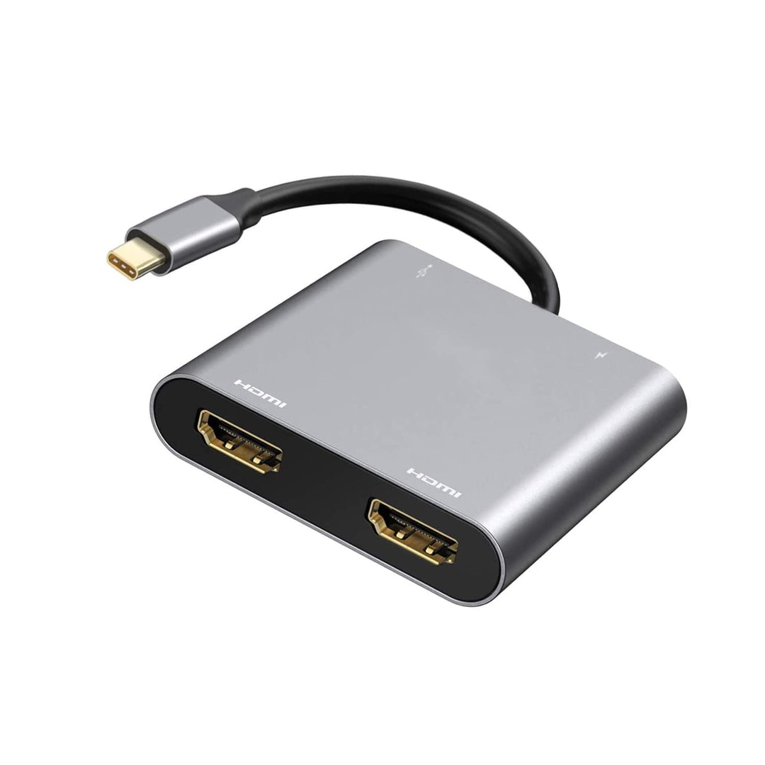 USB C auf Dual HDMI Adapter, 4 in 1 USB Typ C Hub mit 2 HDMI (4K @ 30Hz)/USB 3.0 /PD Aufladen, Dual