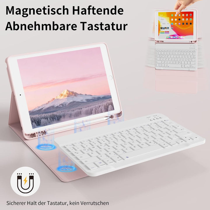 Tastatur Hülle für iPad 9. 8. 7. Generation 2021/2020/2019 10,2 Zoll mit Stifthalter, Magnetisch Blu