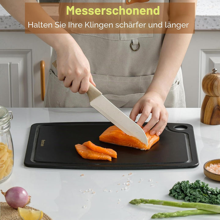 Schneidebrett aus Holzfaser für die Küche, Spülmaschinenfest, mit Saftrille, BPA-frei, Langlebiges,