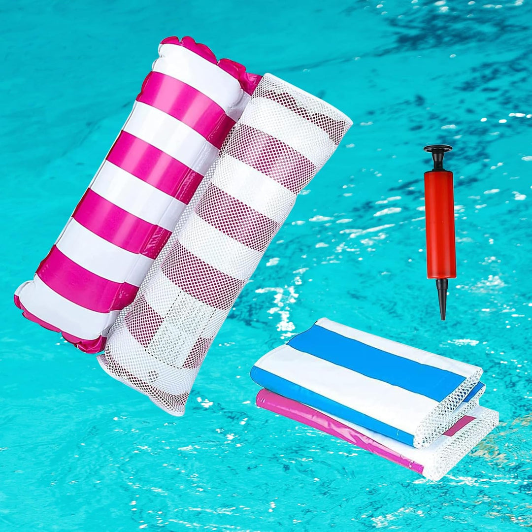 2 Stück XL Luftmatratze Pool 4 IN 1 Wasserhängematte mit Netz - Aufblasbare Schwimmmatte Wasserspiel