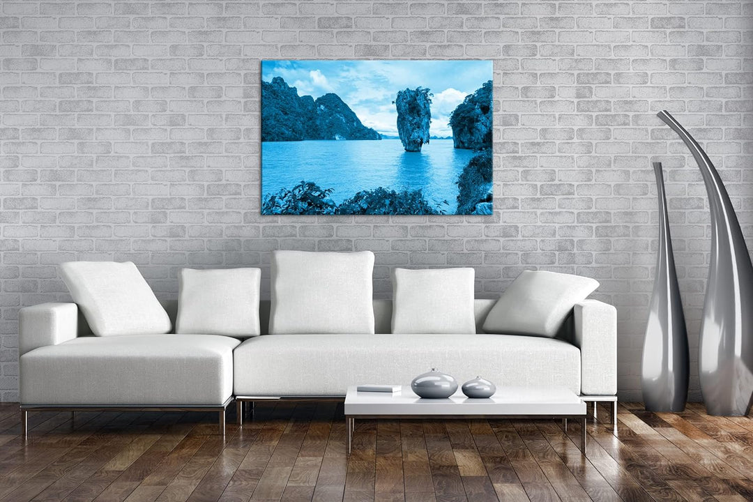 deyoli exotische Inseln in Thailand Format: 80x60 Effekt: Monocrome Blau als Leinwand, Motiv fertig