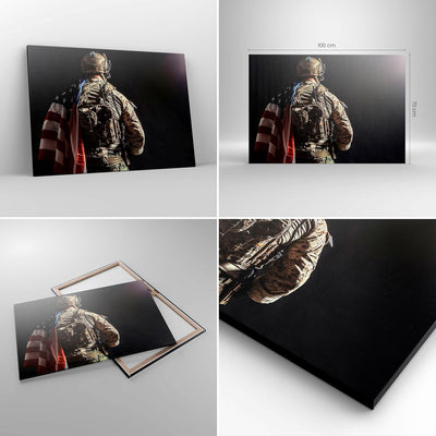 Bilder auf Leinwand 100x70cm Leinwandbild mit Rahmen Soldat Armee Gross Wanddeko Bild Schlafzimmer K