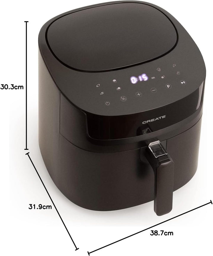 CREATE/FRYER AIR PRO LARGE/Heissluftfritteuse 6.2L Schwarz/Mit Timer, Monitor LCD, praktisch, einfac