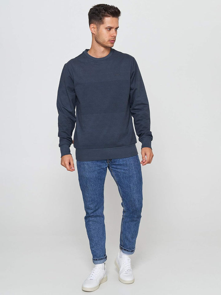 mazine Herren Ludlow Striped Sweater - deep Ocean - M
