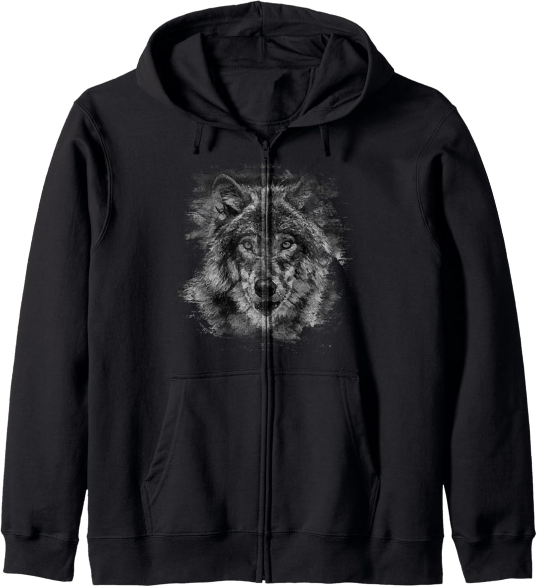 Wolf Vintage Portrait Malerei Stil Frauen Männer Liebe Wölfe Kapuzenjacke