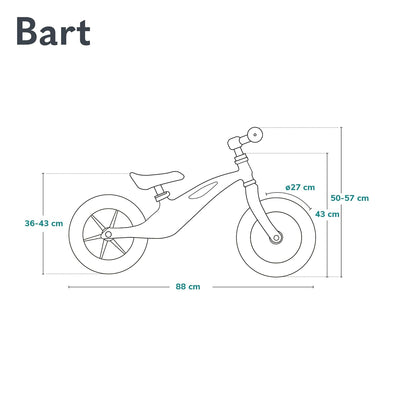 Lionelo Bart Laufrad ab 2 Jahre bis zu 30 kg, Magnesiumrahmen, 12 Zoll Räder, Lenkrad und Sattel höh