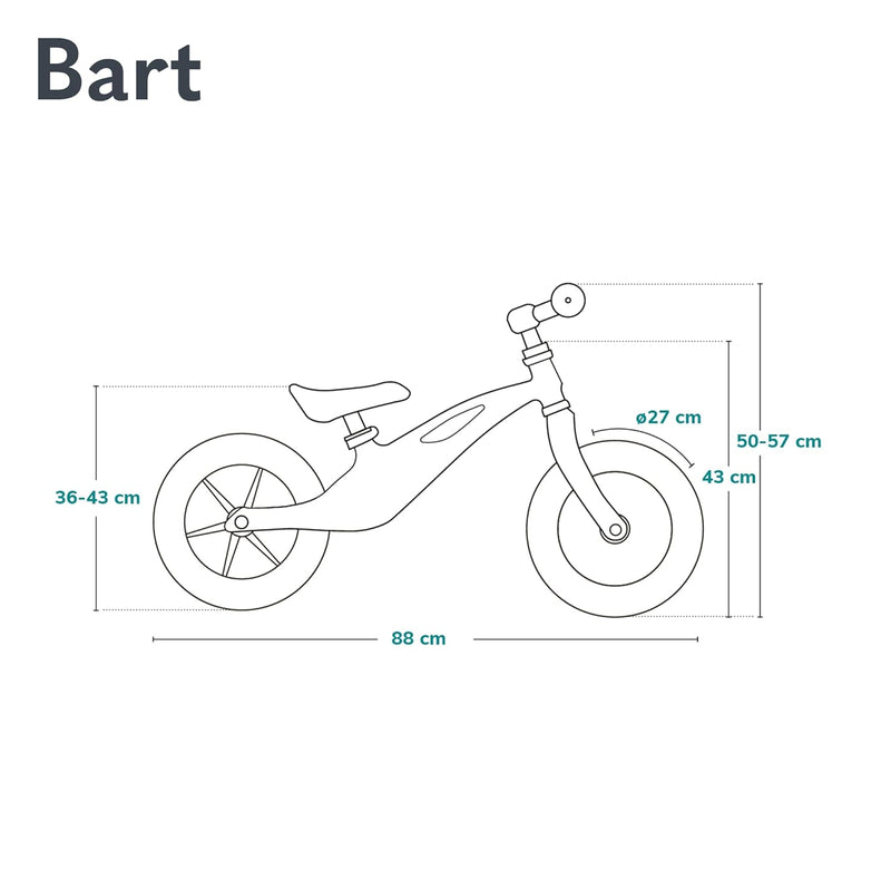 Lionelo Bart Laufrad ab 2 Jahre bis zu 30 kg, Magnesiumrahmen, 12 Zoll Räder, Lenkrad und Sattel höh