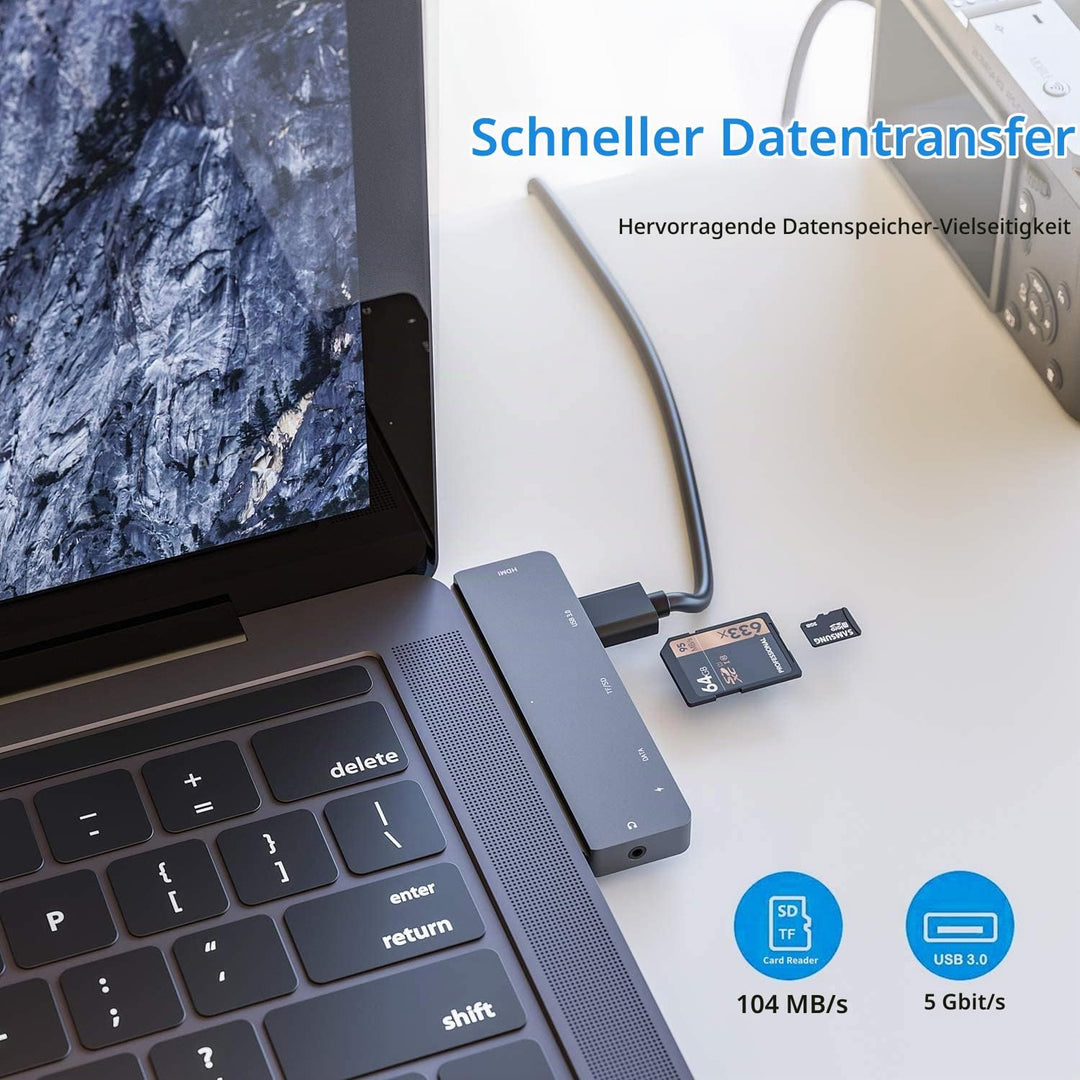 3XI USB C Hub für iPad Pro/iPad Air 4, 7 in 1 Typ C auf HDMI 4K Adapter, PD Ladeanschluss, USB 3.0 A
