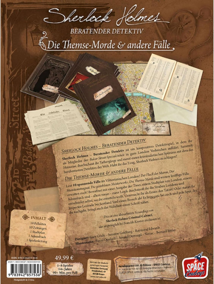 Asmodee Sherlock Holmes: Themse-Morde & andere Fälle, Kennerspiel, Rätselspiel, Deutsch