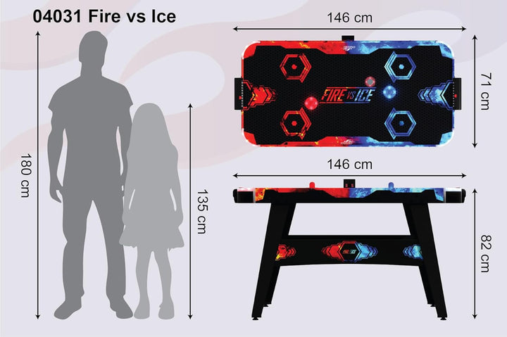 Carromco Airhockey Tisch Fire & Ice - Air hockey Spieltisch mit LED Lichteffekten - LED Air Hockey m