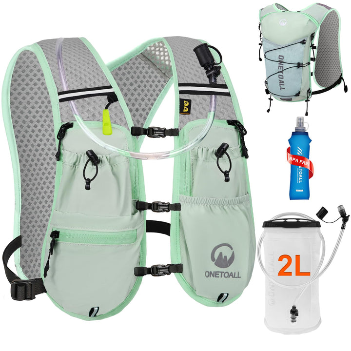 Laufweste Damen mit 2L TPU Trinkblase/500ml Trinkflasche, Leichter Trinkrucksack Laufen Herren 6L, R