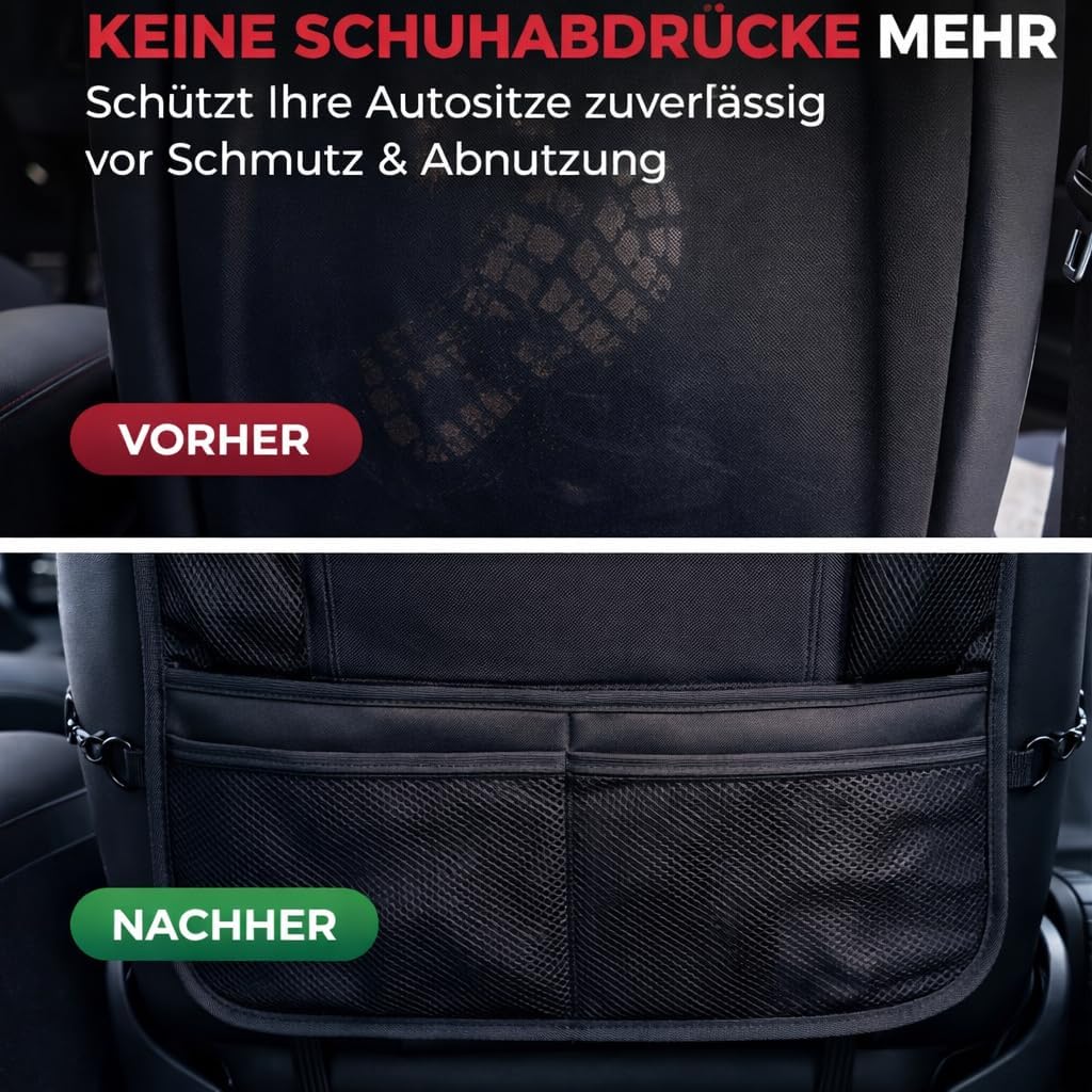 HerzensKind Rückenlehnenschutz und Organizer. Auto Organizer mit extra grossem 13" Tabletfach und 9