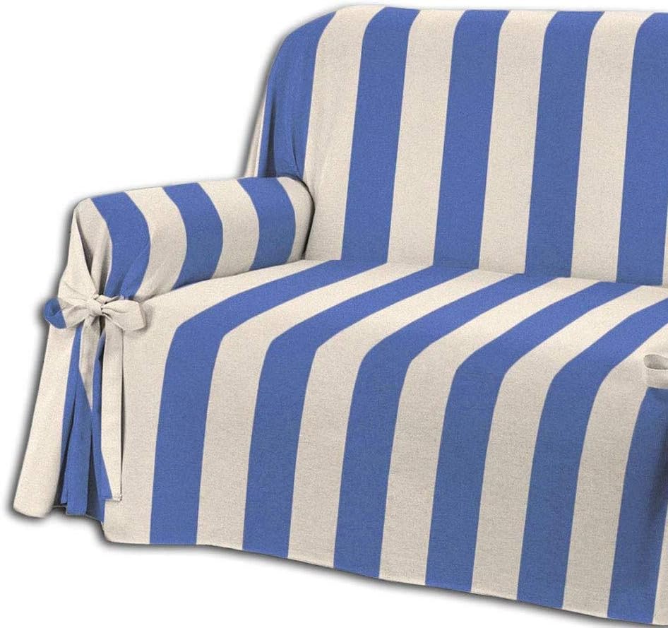 HomeLife Sofabezug Beige Blau & Couch Überzug | weicher Sessel & Sofa Überzug & Sofaüberwurf Decke g