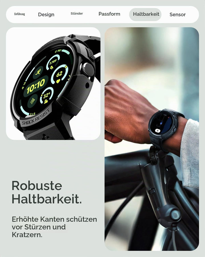 Spigen Rugged Armor Pro Hülle mit Armband Kompatibel mit Google Pixel Watch 4 41mm (2025) mit Ladest