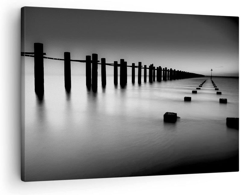 Bilder auf Leinwand Meer Ufer Ozean Horizont Leinwandbild 70x50cm Wandbilder Dekoration Wohnzimmer S