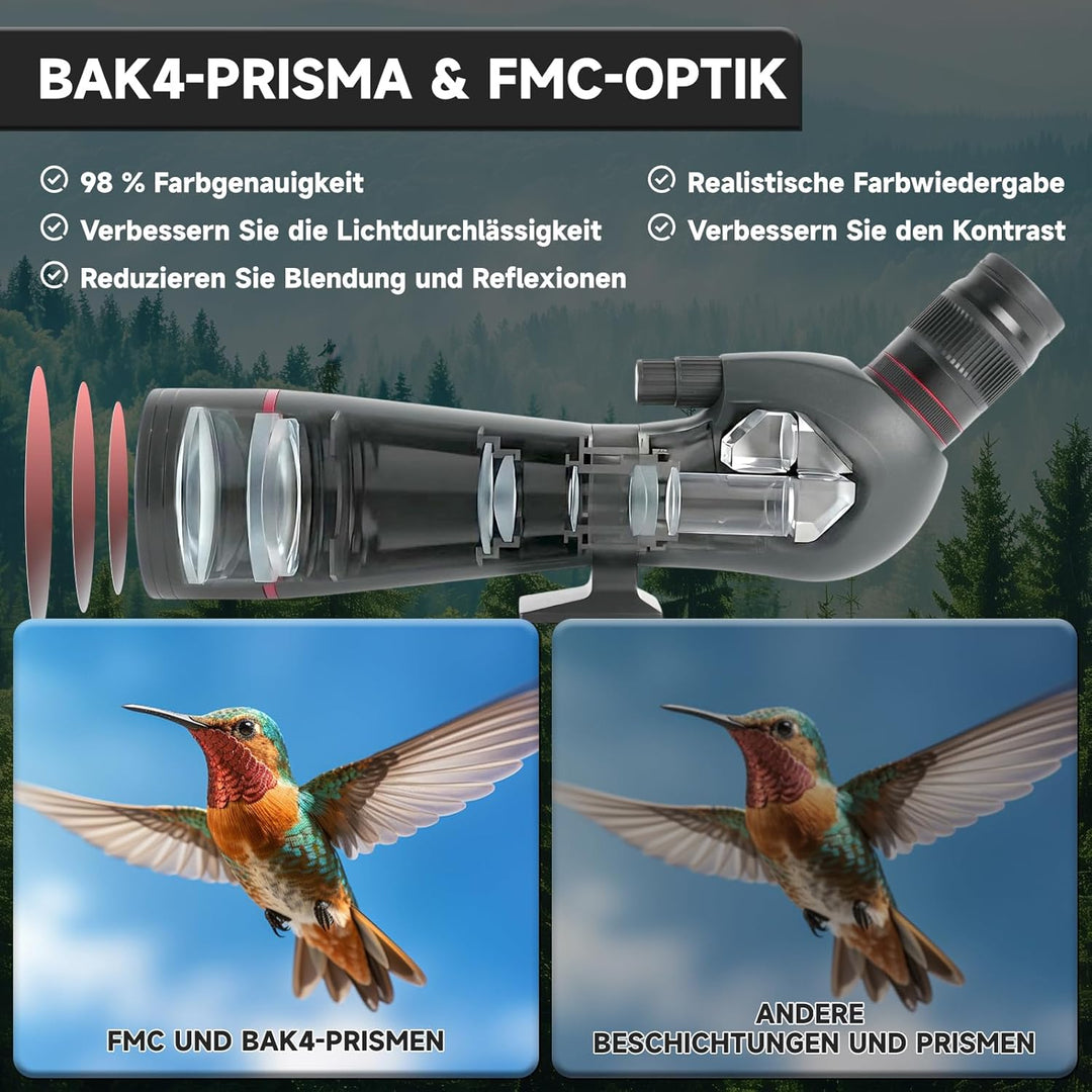 BOSTRON 20-60x82 mm Wasserdicht Spektive für das Zielschiessen,HD Spektive mit FMC BAK4-Prisma und 2