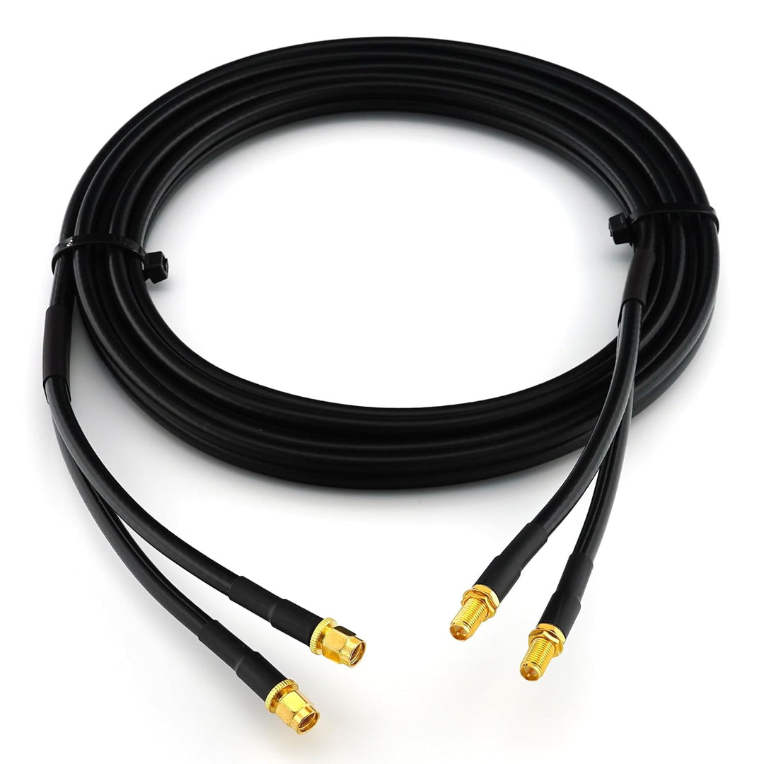 5m RP-SMA Stecker auf RP-SMA Buchse Doppel-Koaxialkabel — HF-240 (LMR 240 Äquivalent) Twin Verlänger