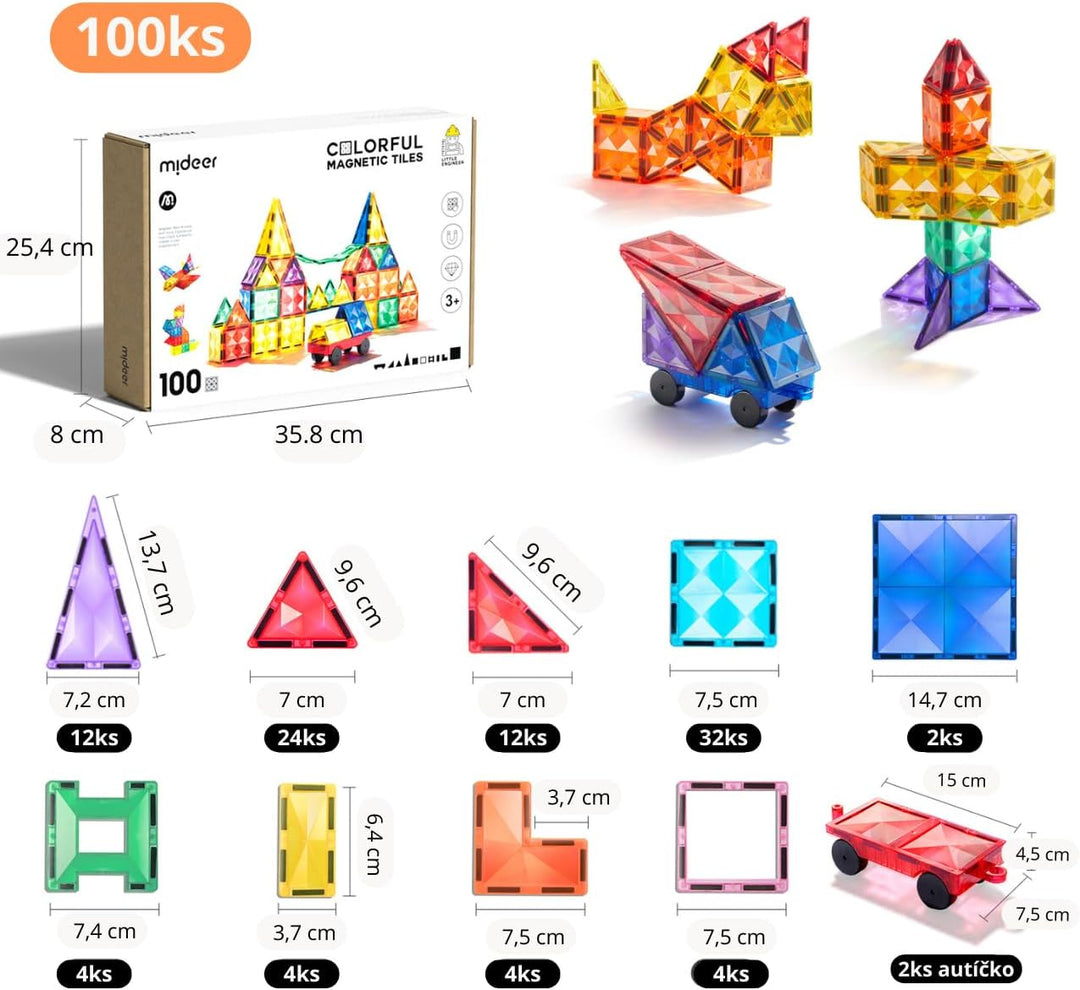 Mideer Bunte Magnetfliesen (Magnetic Tiles) 100 Stück 3+