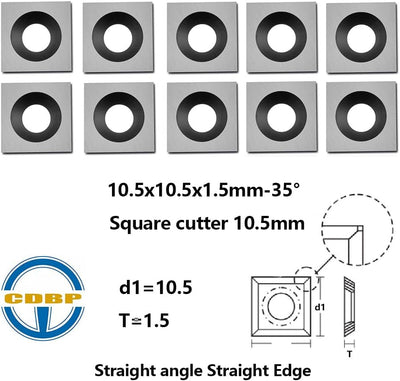 CDBP HM Vorschneid-Wendeplatten 10,5x10,5x1,5mm für Holz Drehmaschine und Holzbearbeitung Drehen Mei