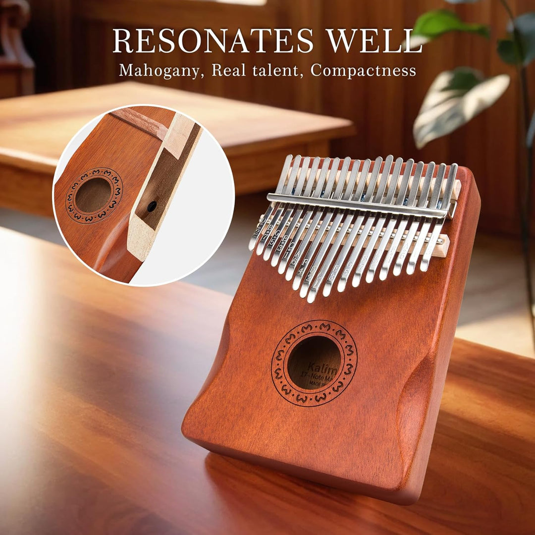 Kalimba Daumenklavier 17 Tasten, Fingerpiano Mbira Tragbare Musikinstrumente für Erwachsene Anfänger