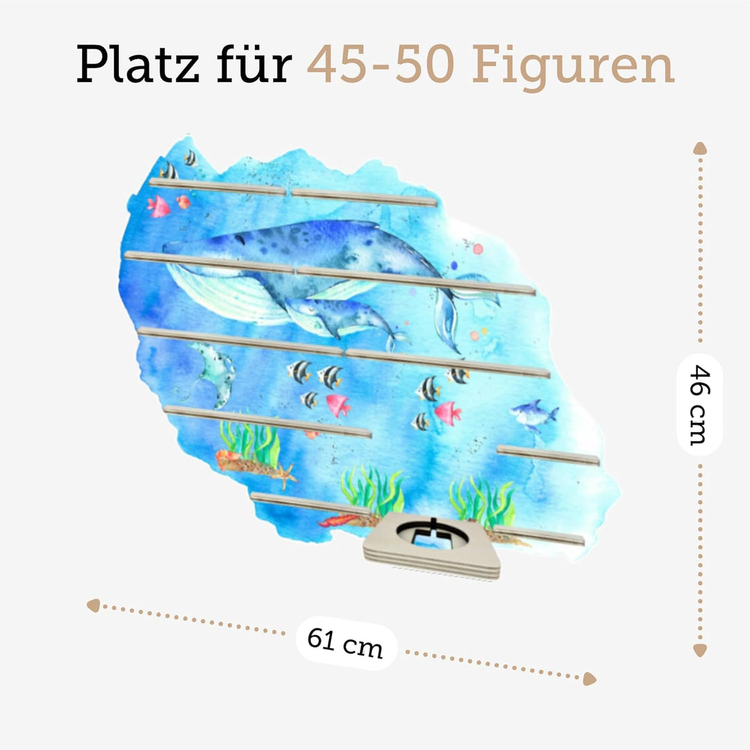 Farbklecks-Collection Tonie Regal Unterwasserwelt Wal, Wandregal für bis zu 50 Hörfiguren, Masse 6 x