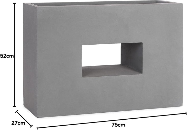 Pflanzwerk® Pflanzkübel Fiberglas Vista Grau 52x75x27cm XXL *Frostbeständig* *UV-Schutz* *Qualitätsw