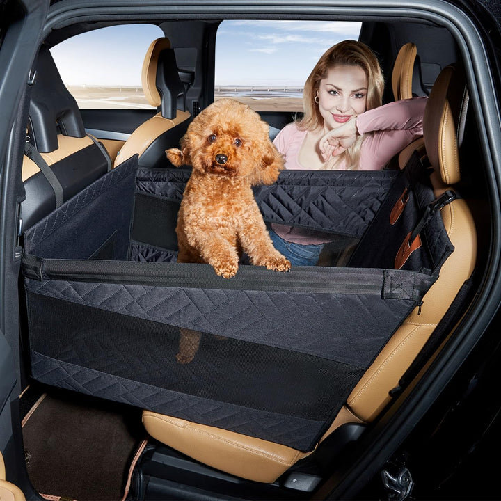 hundeautositz Hundesitz bis 15kg – Sicherer Autositzbezug für Rücksitz, Robuster Hunde-Boostersitz m
