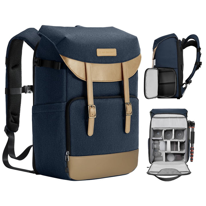 K&F Concept Kamerarucksack Rolltop 20L Fotorucksack Wasserdicht Robuste Rucksack-Stofftaschen aus St