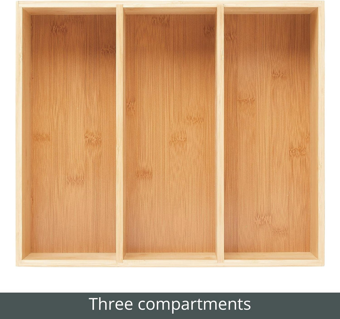 mDesign 2er-Set Teebox – elegante Aufbewahrungsbox mit 3 Fächern aus Bambus – praktische Holzkiste f