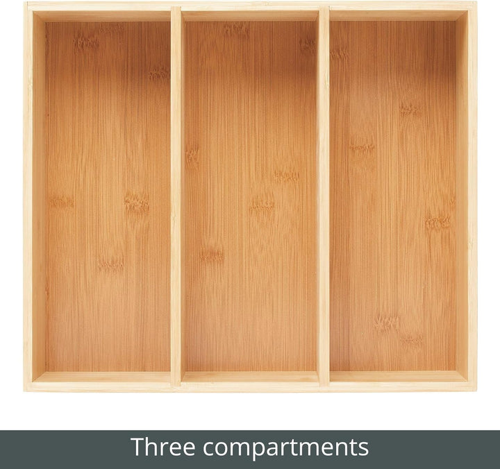mDesign 2er-Set Teebox – elegante Aufbewahrungsbox mit 3 Fächern aus Bambus – praktische Holzkiste f