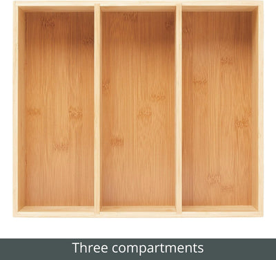 mDesign 2er-Set Teebox – elegante Aufbewahrungsbox mit 3 Fächern aus Bambus – praktische Holzkiste f
