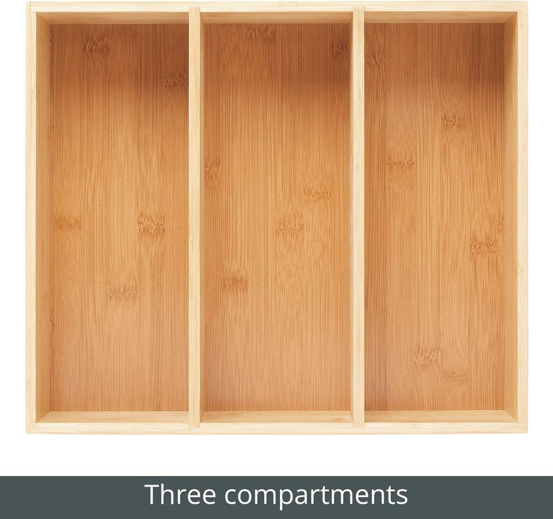 mDesign 2er-Set Teebox – elegante Aufbewahrungsbox mit 3 Fächern aus Bambus – praktische Holzkiste f