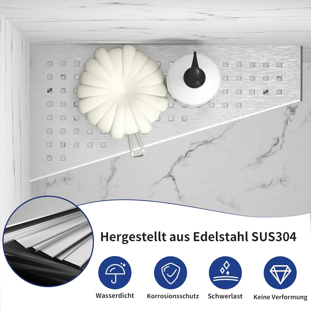 Eckablage Duschablage 304 Edelstahl ohne Bohren für Badezimmer Shampoo Halter Organizer Trapezförmig