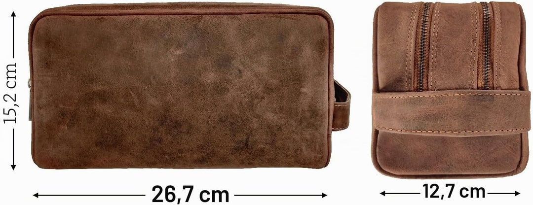 Rustic Town kulturtasche kulturbeutel Leder | Leather Toiletry Bag wash Bag | Leder Kosmetiktasche W