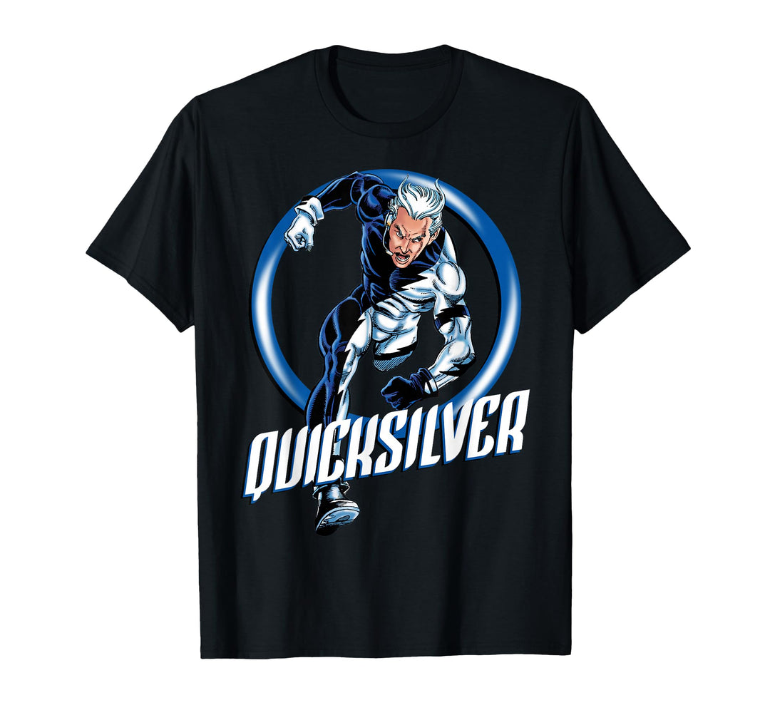 Womens Marvel X-Men Quicksilver The Dart Ring Dash Graphic T-Shirt Medium Baby Blue