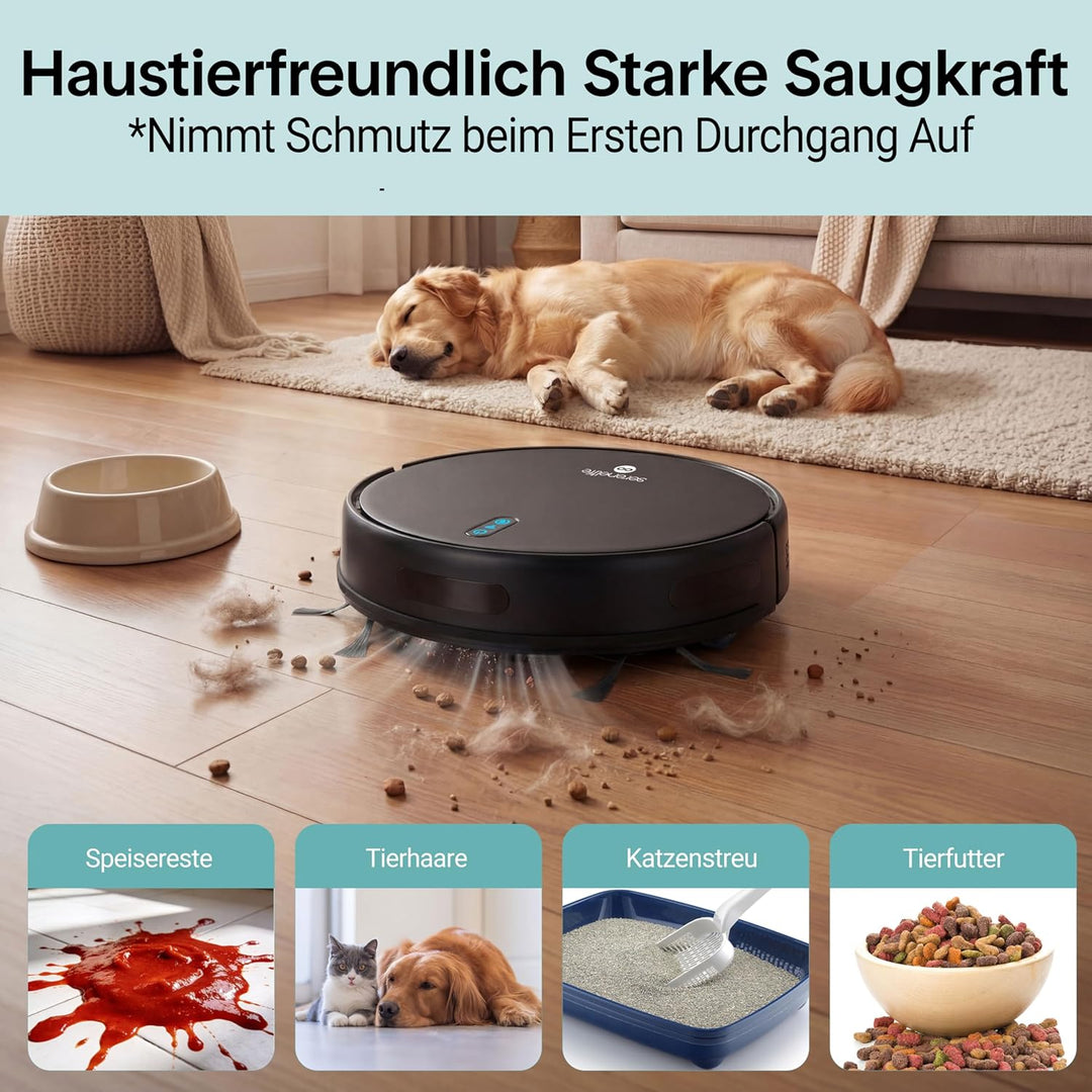 SereneLife Saug Wischroboter mit Selbstreinigung, 3000pa- Saugwischer Roboter, Saugroboter mit APP S