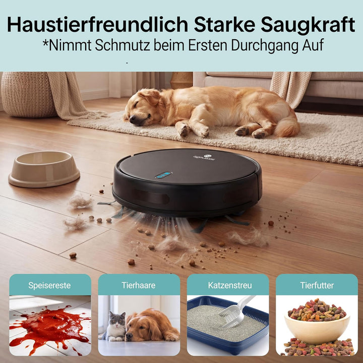 SereneLife Saug Wischroboter mit Selbstreinigung, 3000pa- Saugwischer Roboter, Saugroboter mit APP S