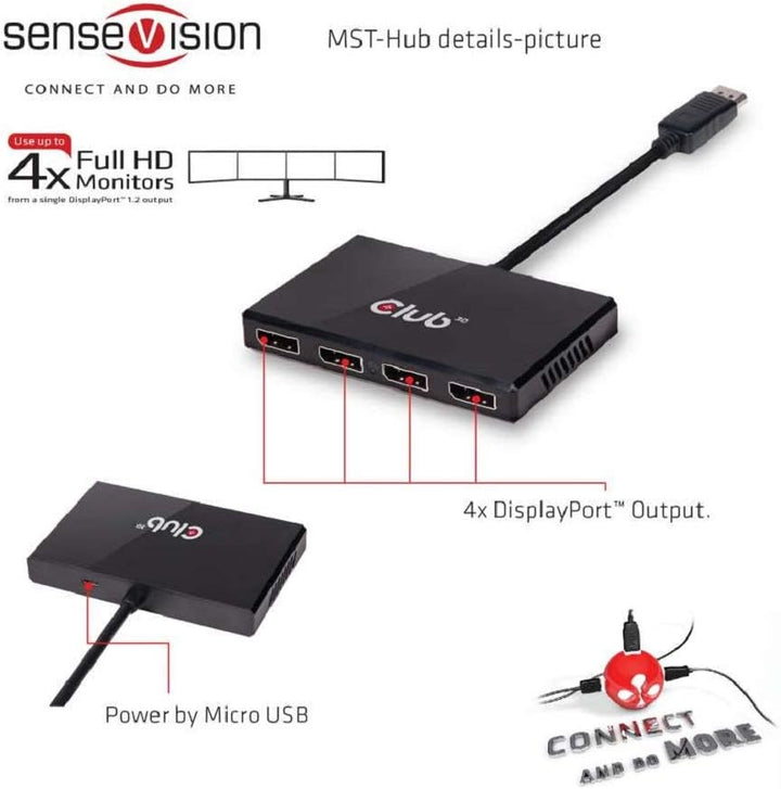 Club 3D csv-6400 Multi Stream Transport (MST) Hub DisplayPort Schwarz, Multi Stream Transport (MST)
