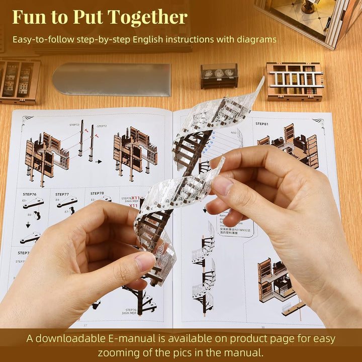 MiniCity Book Nook Kit, 3D Holzpuzzle Bücherstütze Bücherregal für Jugendliche und Erwachsene (Law L