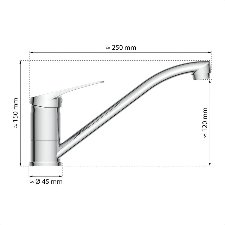 EISL Spültischarmatur Niederdruck SPEED, 360° schwenkbarer Wasserhahn Küche, Küchenarmatur für Doppe