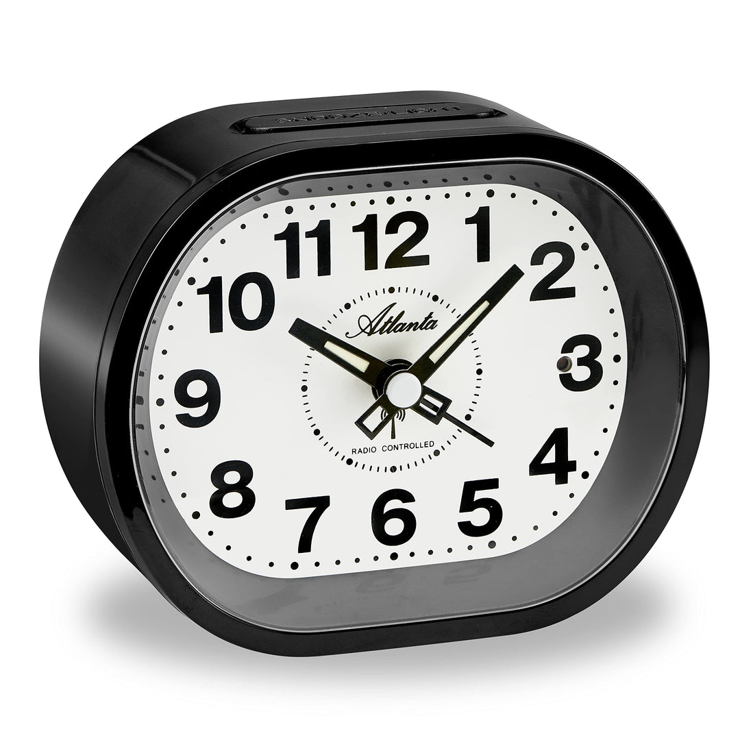 Atlanta Grosser Funkwecker Analog Licht Snooze Crescendo Zahlen - 1867/7 Schwarz, Schwarz