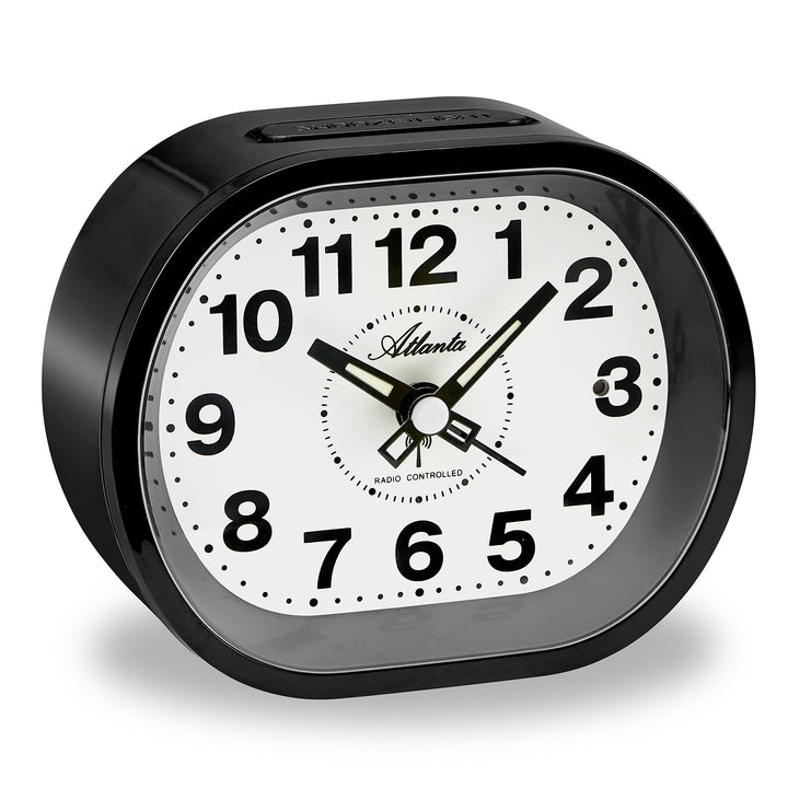 Atlanta Grosser Funkwecker Analog Licht Snooze Crescendo Zahlen - 1867/7 Schwarz, Schwarz