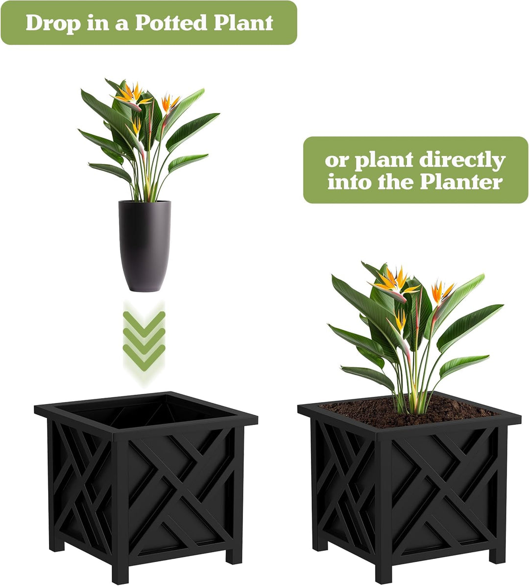 Pure Garden Pflanzkasten mit Gitter-Design, quadratisch, 37 cm, quadratisch, dekorativer Blumen- ode