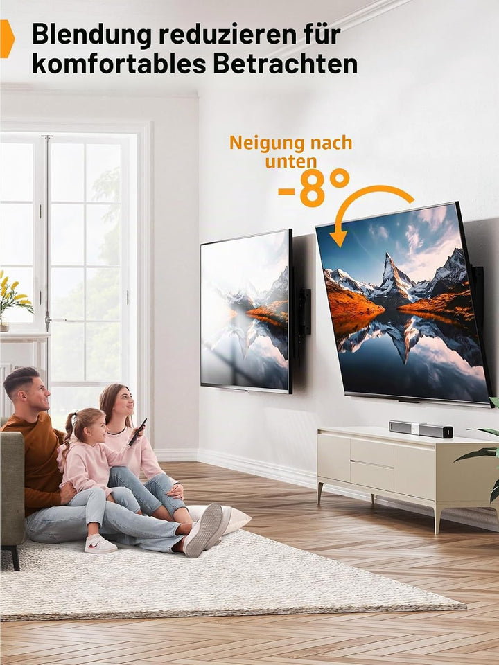 Perlegear TV Wandhalterung für die meisten 37-82 Zoll Fernseher bis zu 60 kg, neigbare Fernseher Hal