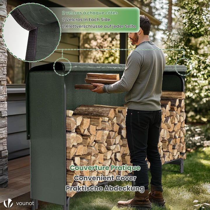 VOUNOT Kaminholzregal Aussen Metall, Brennholzregal Aussen, Feuerholzregal Outdoor mit wasserdichte