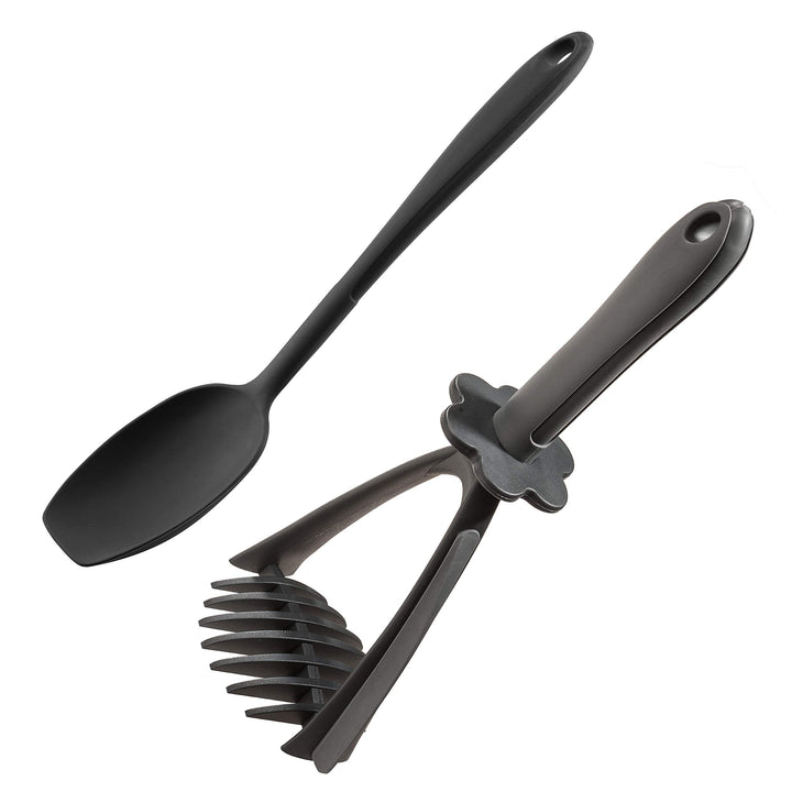 Kochblume Kartoffelstampfer & Sossenlöffel L 2er Set | Premium-Silikon | Hitzbeständig | Spülmaschin